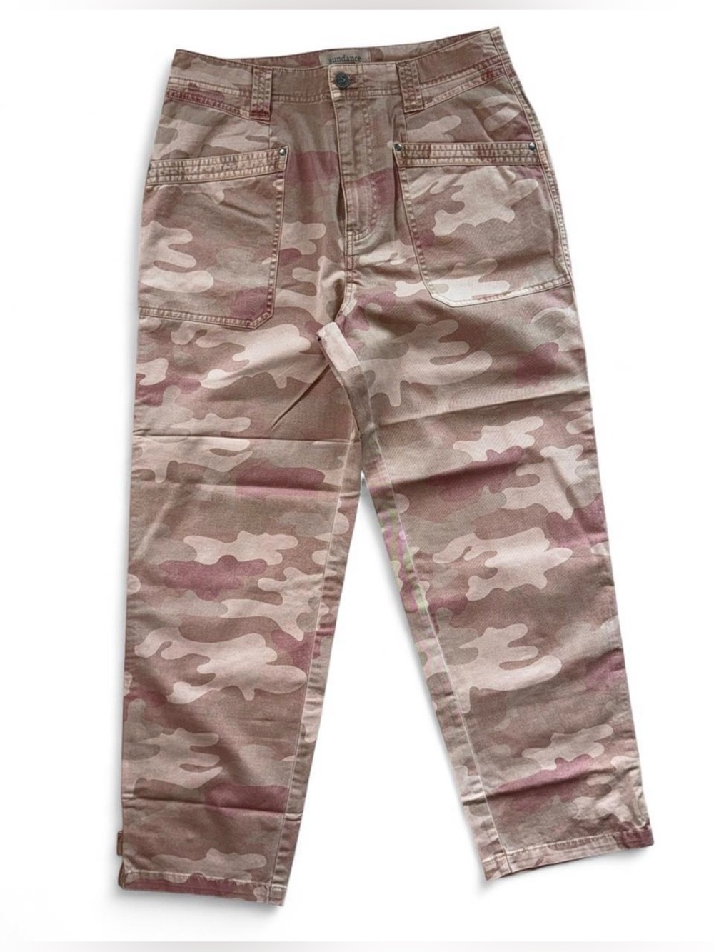 NEW Sundance Pink Camo Pants Size 6 Cotton Blend Straight Leg